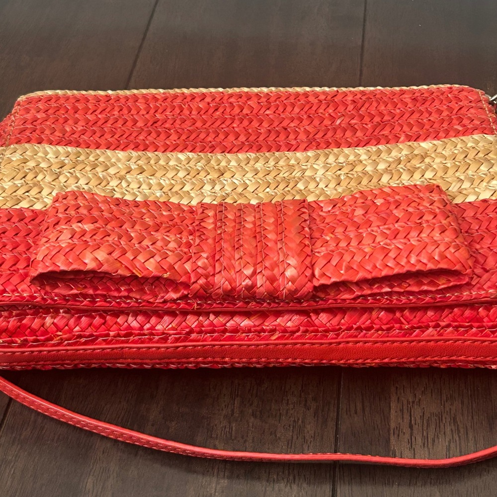 Kate Spade New York Kaley Bow Bridge Wicker Straw Shoulder Bag Clutch - Picture 11 of 15